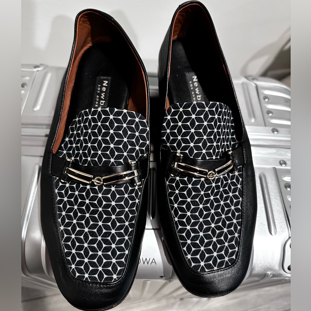 Black And White Geometric Loafers